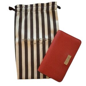 Henri Bendel Red Wallet with Striped Pouch